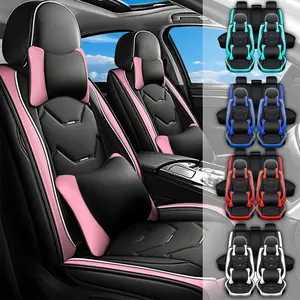 OTOEZ Universal PU Leather 5PCS Car Seat Covers Full Set Waterproof Breathable Protector Girly Cute Car Accessories Car Decor Fit for Cars SUVs Car Seat Cushions