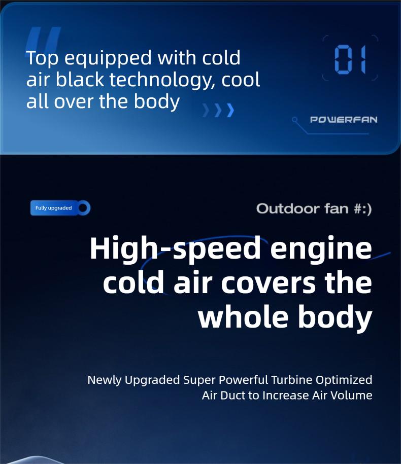 HOOYS USB Rechargeable Handheld Portable Fan, 199-Speed Adjustable, with Waist Clip, Flashlight & PowerDisplay, Personal Fan for Outdoor, Camping, Jobsite, Travel &Indoor Use