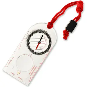 Outdoor Navigation Compass with Red Cord, Measurement Scale, Glow-in-Dark Feature for Hiking, Camping, Survival Sports & Outdoor Activities