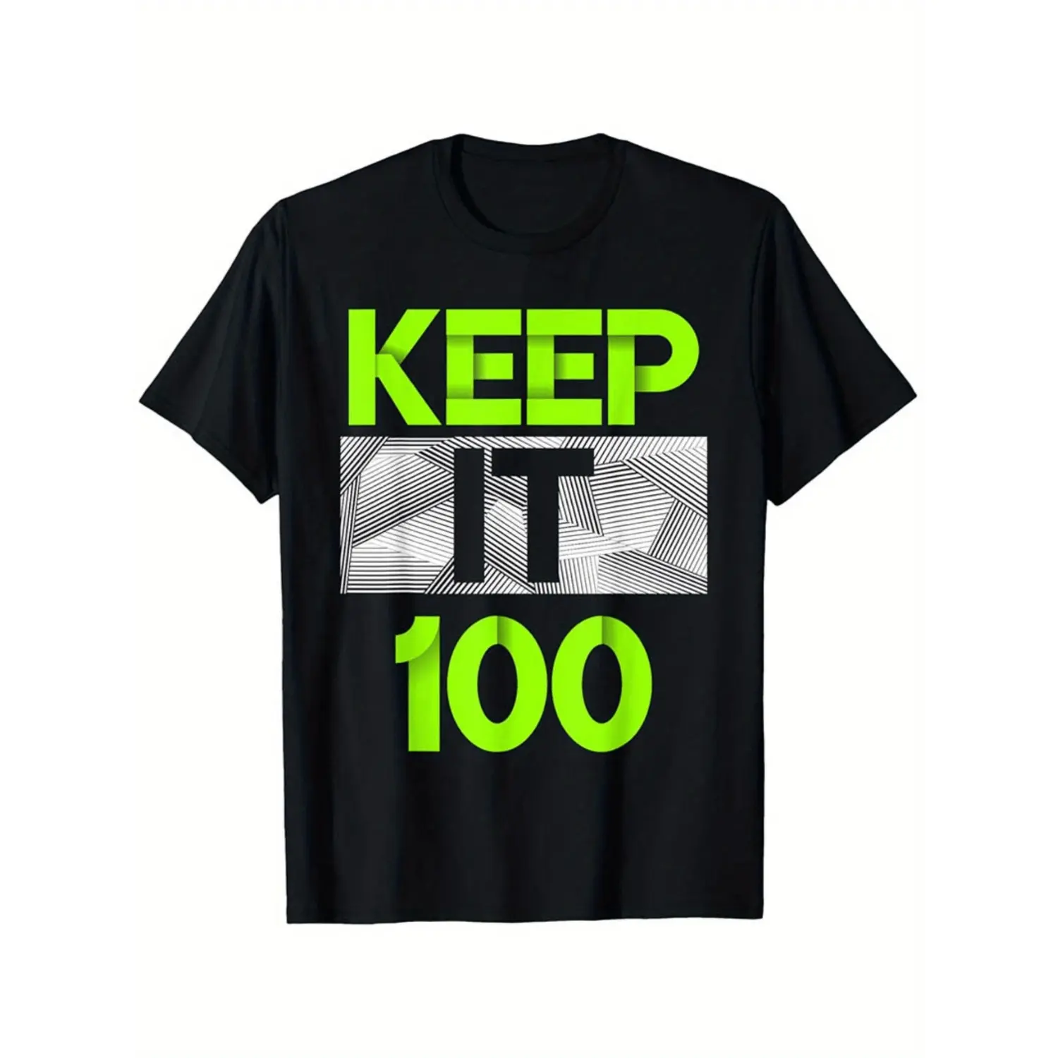 100% Cotton 100 mens black t shirt with neon green graphic casual cotton short sleeve round neck machine washable -1