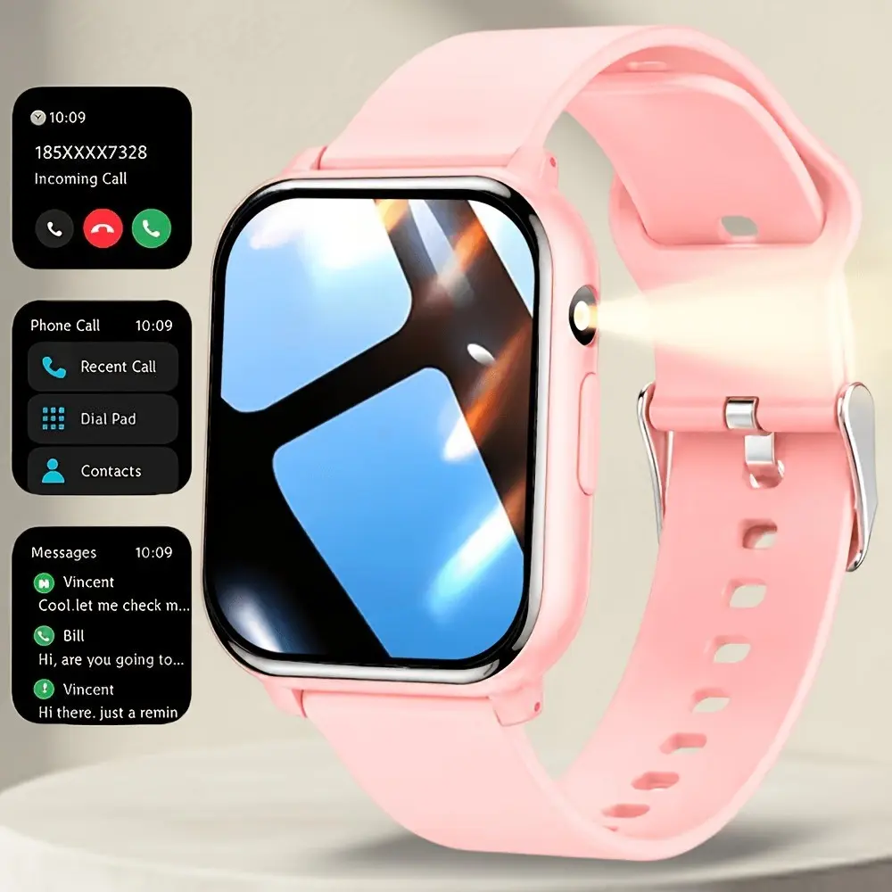 Unisex Smart Watch - Wearable Fitness Tracker with Flashlight, Message Reminder, Compatible with Android & iOS Smartwatch, Ideal Gift for Men and Women,Smartwatch