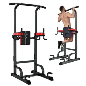 Pooboo Multi-Function Power Tower, Pull Up Bar and Dip Station for Home Gym, Strength Training Fitness Equipment with 350LB Weight Capacity