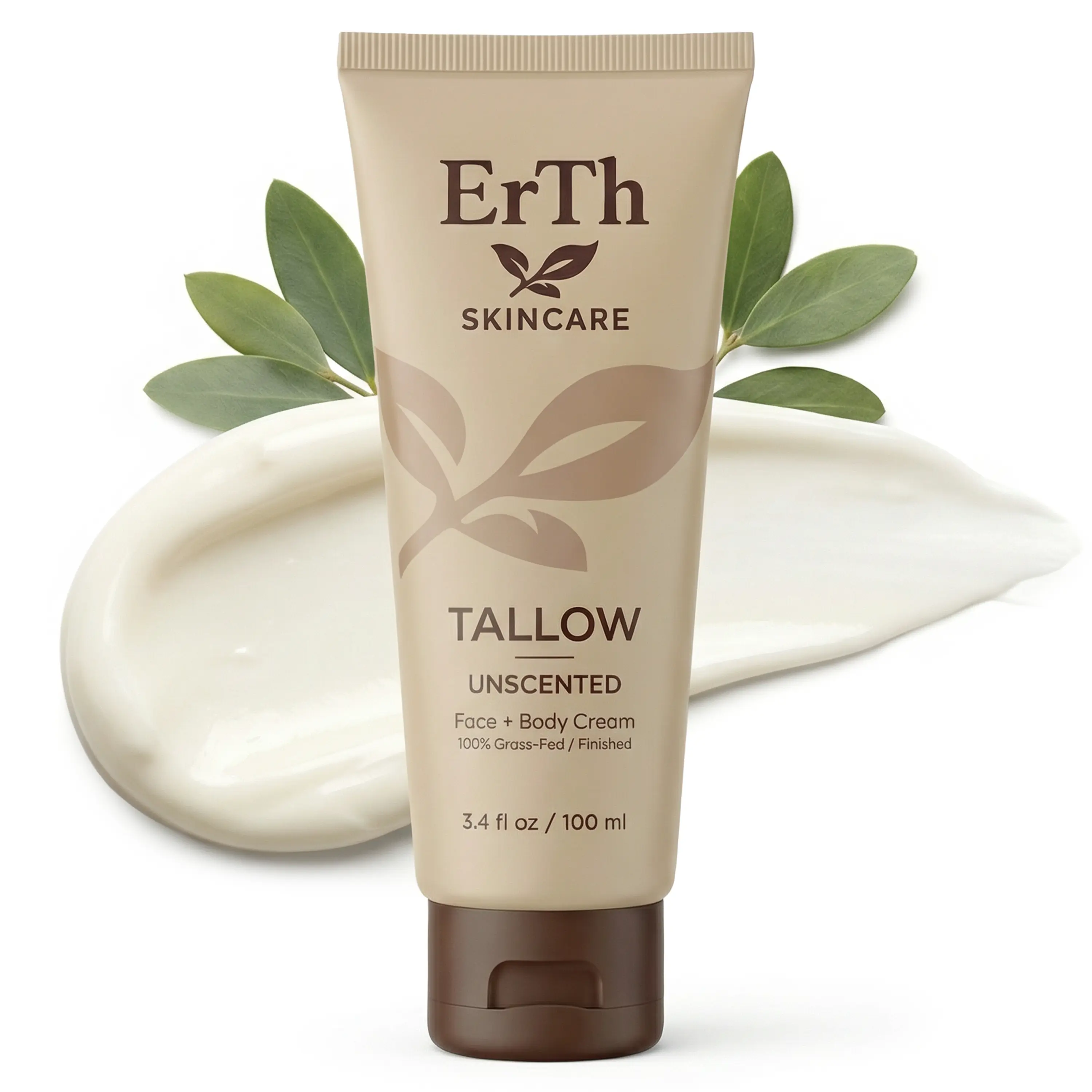 ErTh Skincare Grass-Fed Beef Tallow Cream for Skin - Tallow Moisturizer for Face & Body, Unscented Natural Cream with Organic Jojoba Oil, Deep Hydration for Dry & Sensitive Skin - Made in USA
