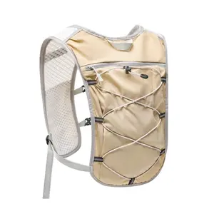Hydration Vest Backpack for Running Marathon, Outdoor Hiking Cycling Trail Backpack, Water-Resistant Lightweight Sports Vest Pack, Khaki