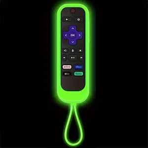 Luminous Silicone Remote Control Cover, 1 Count Remote Control Protector with Lanyard, Compatible with Roku Express, 4K+HD, Premiere and Streambar