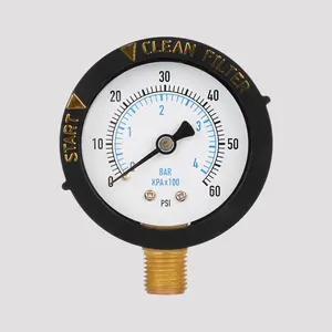 MEASUREMAN 2” Pool Filter Pressure Gauge, 60 PSI, 1/4” NPT Bottom Mount – Pool Pump Pressure Gauge for Swimming Pool, Spa, Aquarium, and Valve Filter