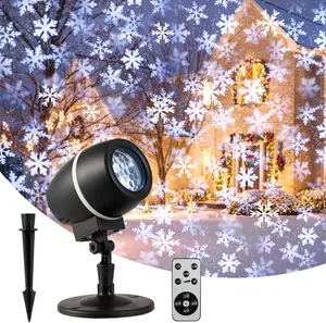 COSTWAY Christmas Snowflake LED Lights, Rotating Snowfall with Remote Control, Outdoor Landscape Decorative Lighting for Christmas, Holiday, Party, Wedding, Garden, Patio