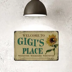 GIGI's Place tin sign Vintage Sunflower Metal Sign Welcome to GIGI's Place for Garden & Yard Bar Porch Garage Home Bedroom Kitchen Decor Gift 8 x 12,easy to hang,Mother's Day gift,gift for MiMi