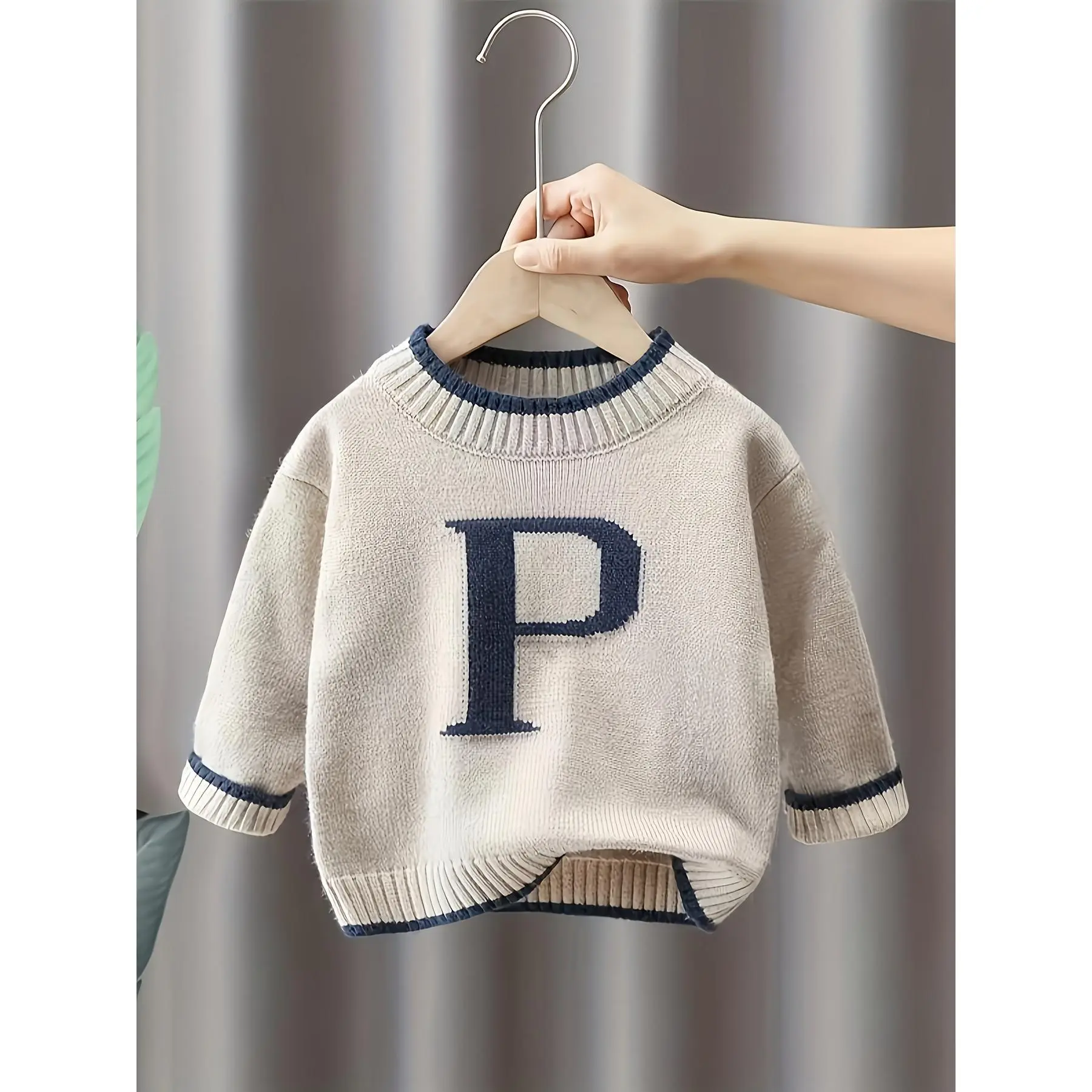 (New)Boys' New Stylish Sweater, Autumn/Winter Letter Pullover Knitted Sweater for Toddlers and Kids, Child-Sized Boys' Sweaters, Cute Boys' Sweaters