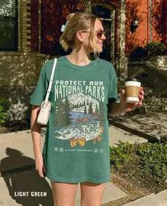 [Flashsale up to 70%] 90s National Parks Comfort Colors Unisex T shirt Granola Girl Shirt Respect the Local Wildlife Tee Hiking Camping Clothes Wanderlust Shirt