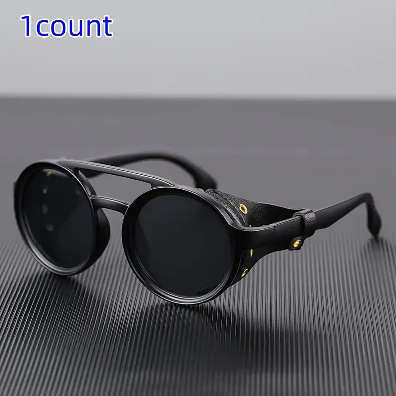 Vintage Round Frame Fishing Glasses, Retro Trendy Punk Windproof Glasses, Fishing Accessories for Men, Outdoor Sports Cycling Glasses, Cycling Sunglasses, Biking Sunglasses
