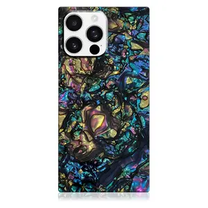 Natural Abalone Shell Rectangle Protective Case - Compatible with iPhone 17 Pro Max - Compatible with Wireless Charging - Drop-Tested & Shockproof, Cool for Girls Boys, Fit for iPhone 17, 17Air, 17Pro, 13-16 ProMax/Plus