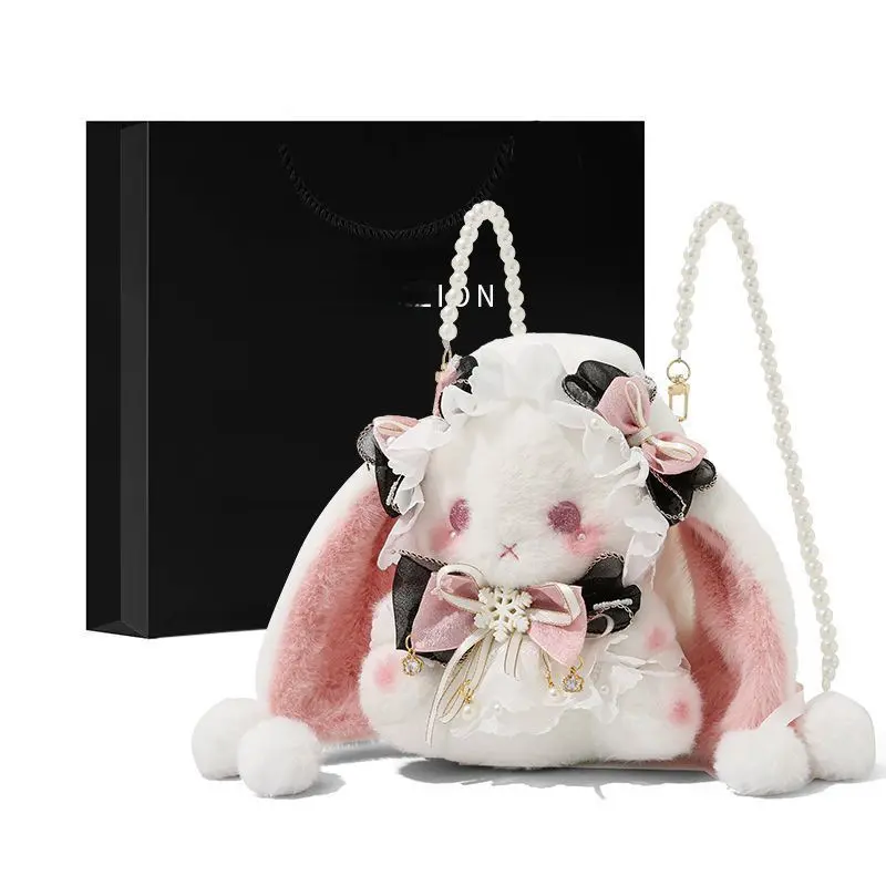 Cute Rabbit Plush Doll Crossbody Bag Highly Stylish Cartoon Design Perfect Birthday Gift for Women