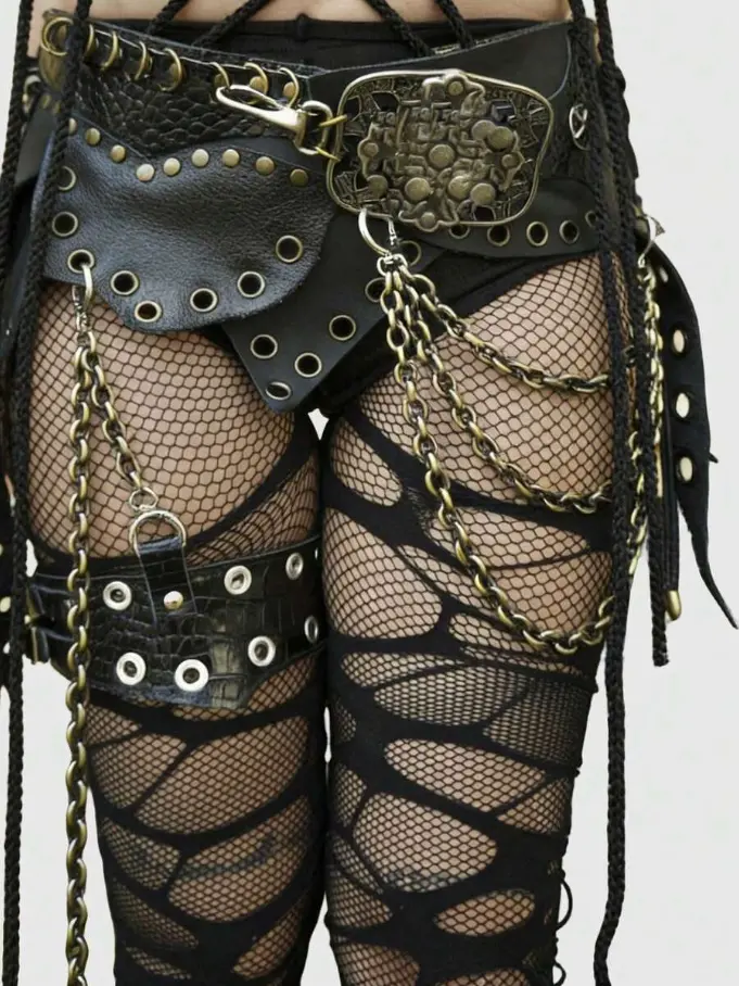 LUNA LAYER Womens Punk Mesh Fishnet Socks and Ripped Pantyhose Tights Set