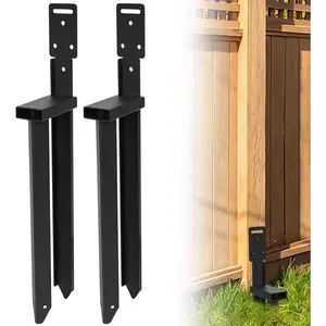 2PCS Ground Anchors, Fence Post Repair Kit, One-Piece Anchor Stakes with L Brackets for Tent, Wooden Posts2026