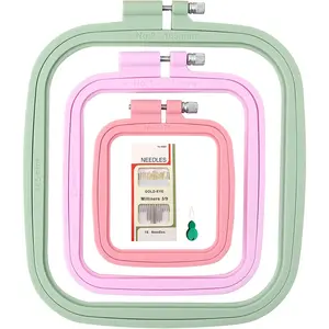 3 count 3 Size Square Embroidery Hoops, ABS Plastic Embroidery Hoops Cross Stitch Hoops Embroidery Frames for Sewing, Needlework, Embroidery Projects (Size-3", 4.3", 6.5")