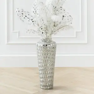 Z Gallerie Fez Vase with Mirror and Clear Tiles Vintage Room Decor Flowers Decorative Set 10" Diameter x 24"H Glass Home Decoration Living Room