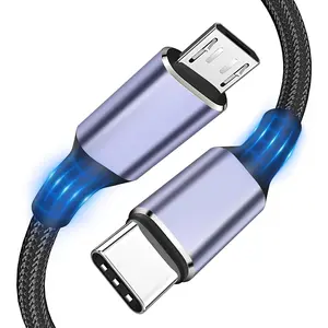 USB C to Micro USB Cable 1FT，Micro USB to USB Type C Adapter Cable OTG[Aluminum Shell, Braided], 480Mbps Charing Data Transfer Compatible for , Galaxy S7 S6, LG, HTC,PS4, Kindle, and Micro USB Device