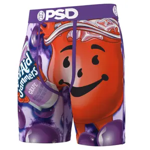 PSD Mens Kool-Aid Grape Boxer Brief - Standard Length 7 Inch Inseam, Soft and Breathable Poly Blend Fabric