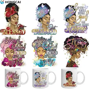 6 Piece Faith & Beauty Series UV DTF Stickers, Women Image with Flowers, Inspirational Quotes, Waterproof Scratch-Resistant Film, Adhesive Stickers, Sticker Packs