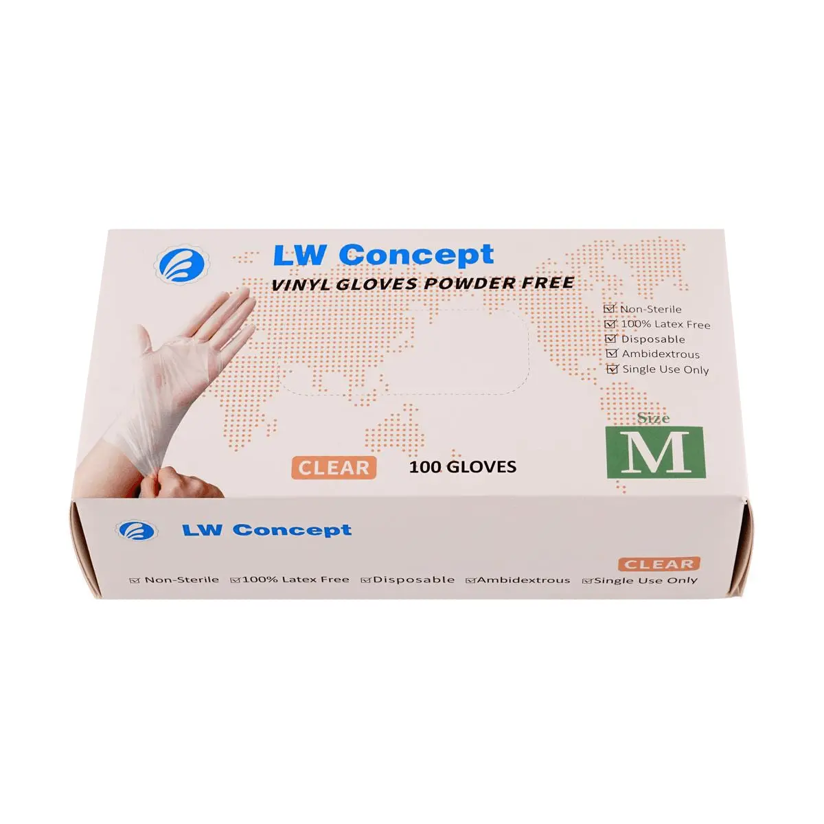 LW Concept Disposable Gloves for Kitchen Food Prep, M Size, 4.5g 4MIL, 100 Count - Food Grade, Heavy Duty, Clear Nitrile Gloves for Cooking, Cleaning, and Protection