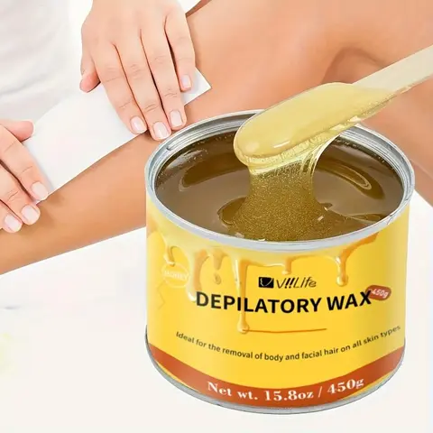 Honey Depilatory Wax for Hair Removal, Hair Remover Wax, Hair Removal Product, Gentle Adhesion, Easy Application, Hypoallergenic Wax, Sensitive Skin Waxing, Suitable for All Skin Types, Body Use, Gentle Depilation, Cosmetic