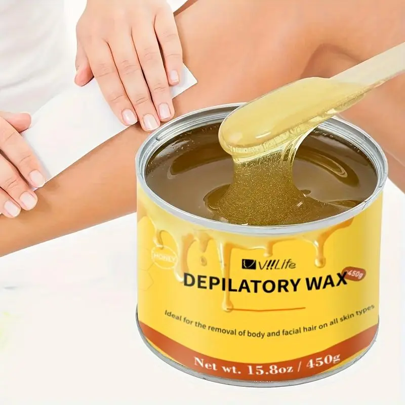 Honey Depilatory Wax for Hair Removal, Hair Removal Product, Gentle Adhesion, Easy Application, Hypoallergenic Wax, Sensitive Skin Waxing, Suitable for All Skin Types, Body Use, Gentle Depilation, Body Hair Remover, Cosmetic