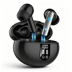Bluetooth Headphones Support 185 Languages No Subscription,True Wireless Earbuds 38 H Playback LED Power Display Earphones with Charging Case IPX5 Waterproof in-Ear Ear buds with Mic for TV Smart Phone Laptop Computer Fit Sports Learning