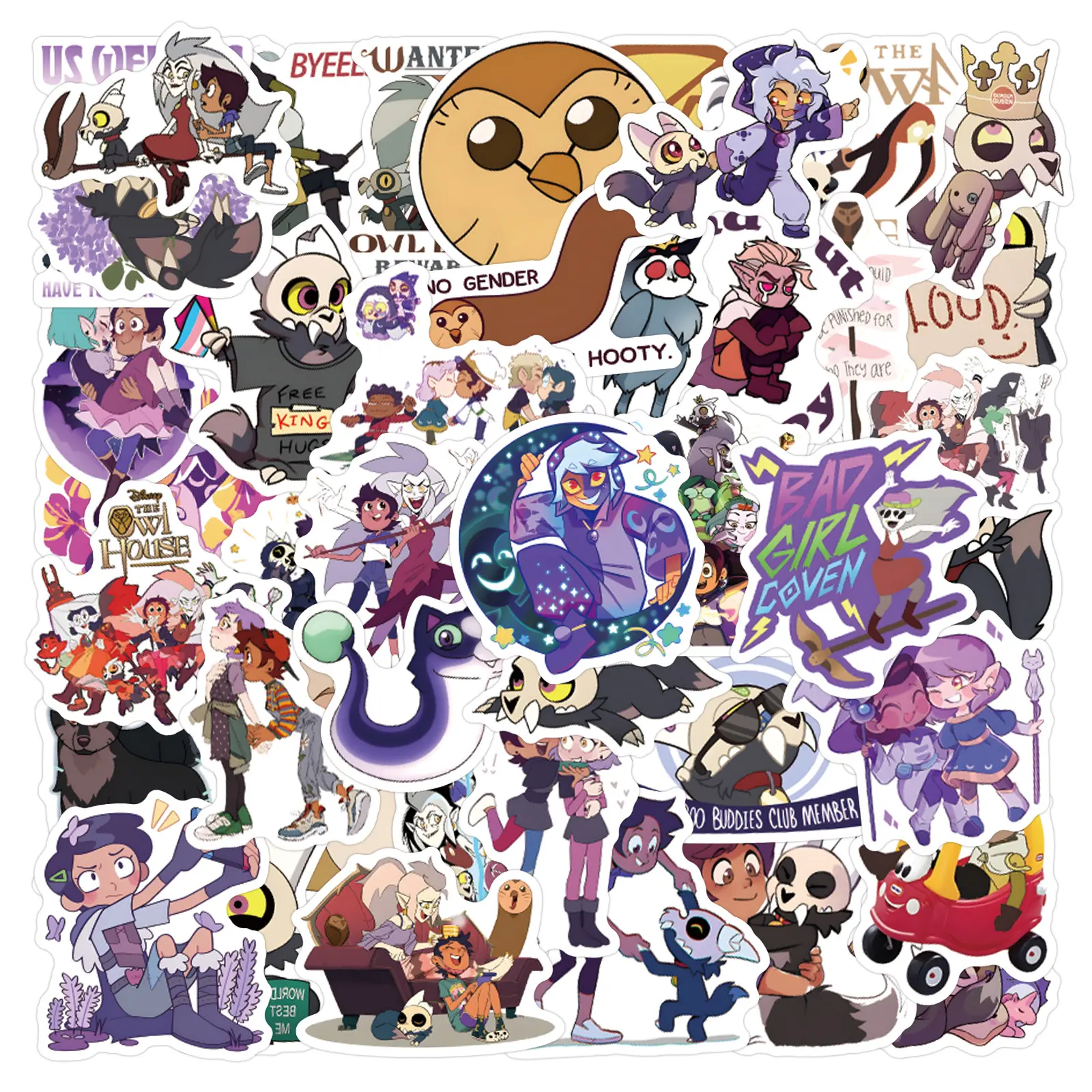 55 Pcs Cartoon Owl Magic Club Stickers, Stickers Kit, Decorative Adhesive Decals for Luggage Water Bottles, Fun Kids' Stationery Supplies, Sticker Set, Stickers for Scrapbooking