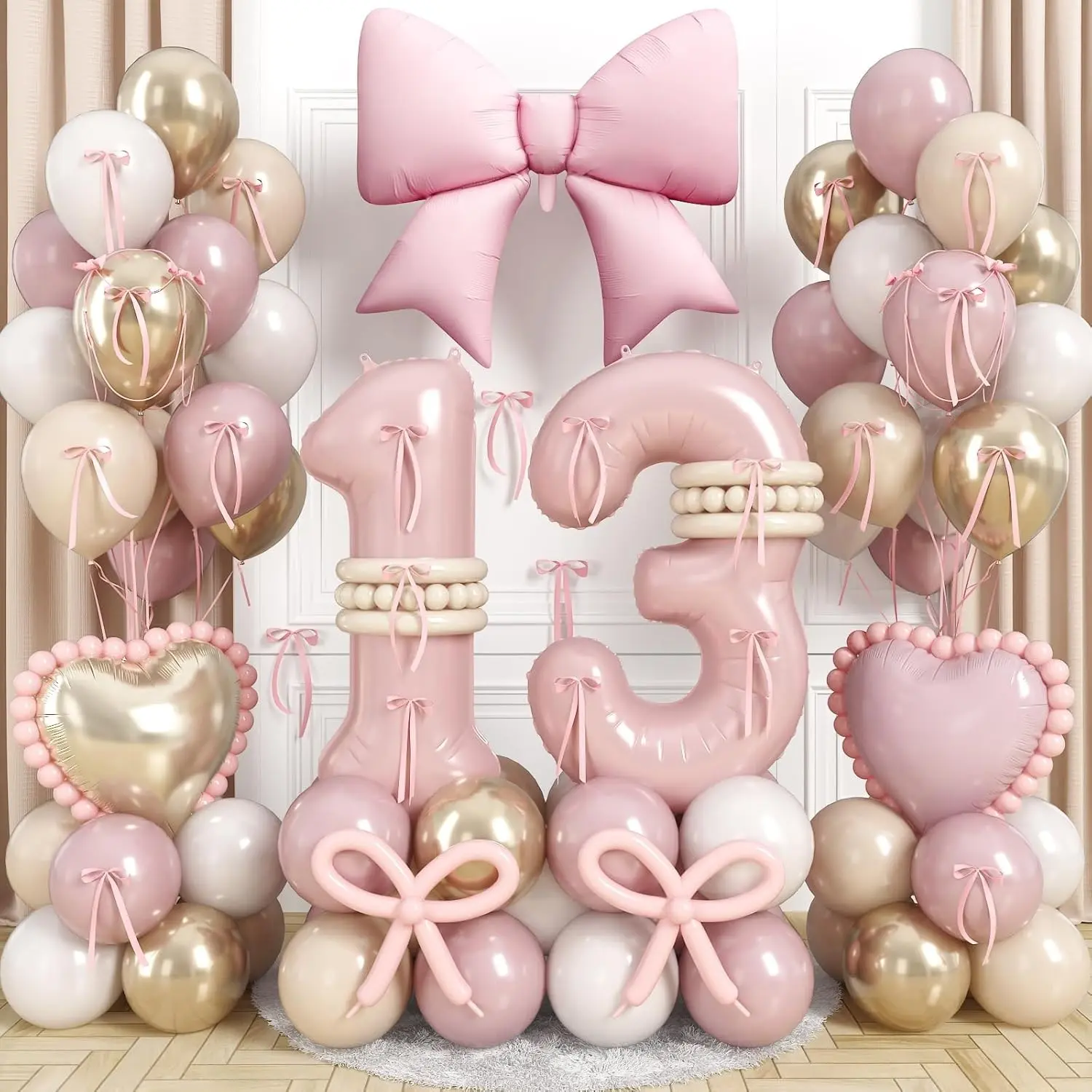 40 Inch Dusty 13 Number Balloon, Girls 13th Birthday Decorations, Blush Light Gold Latex Balloons, Boho Party Decorations, Balloon Party Supplies, Balloons For Balloon Arch