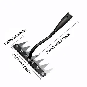 Vaseeka Heavy-Duty Manganese Steel Gardening Rake,  7-tine modular gardening rake, ideal for weeding and aerating soil; removes weeds by turning the soil; a durable gardening tool.