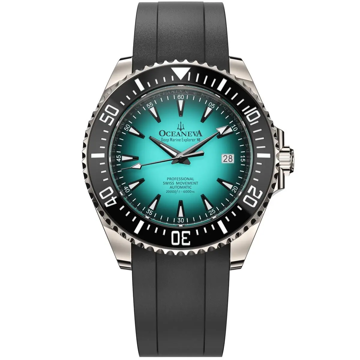 Oceaneva Deep Marine Explorer VI 6000m Automatic Watch – Grade 5 Titanium, Mint Burst Dial, Swiss Movement, Limited Edition