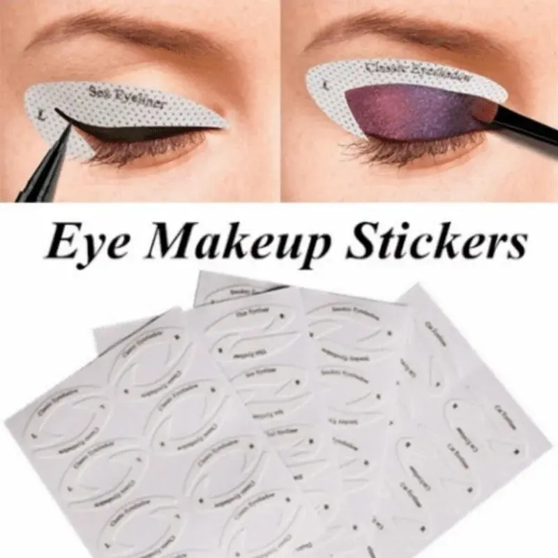 32-Piece Euro-American Style Waterproof Eyeliner Sticker Kit - Sensitive Skin-Friendly, Easy-Apply Eye Makeup Template with Eyeshadow, Contour Eyeliner Pencil for Evening Looks (Use Template Guide Included) Cosmetic