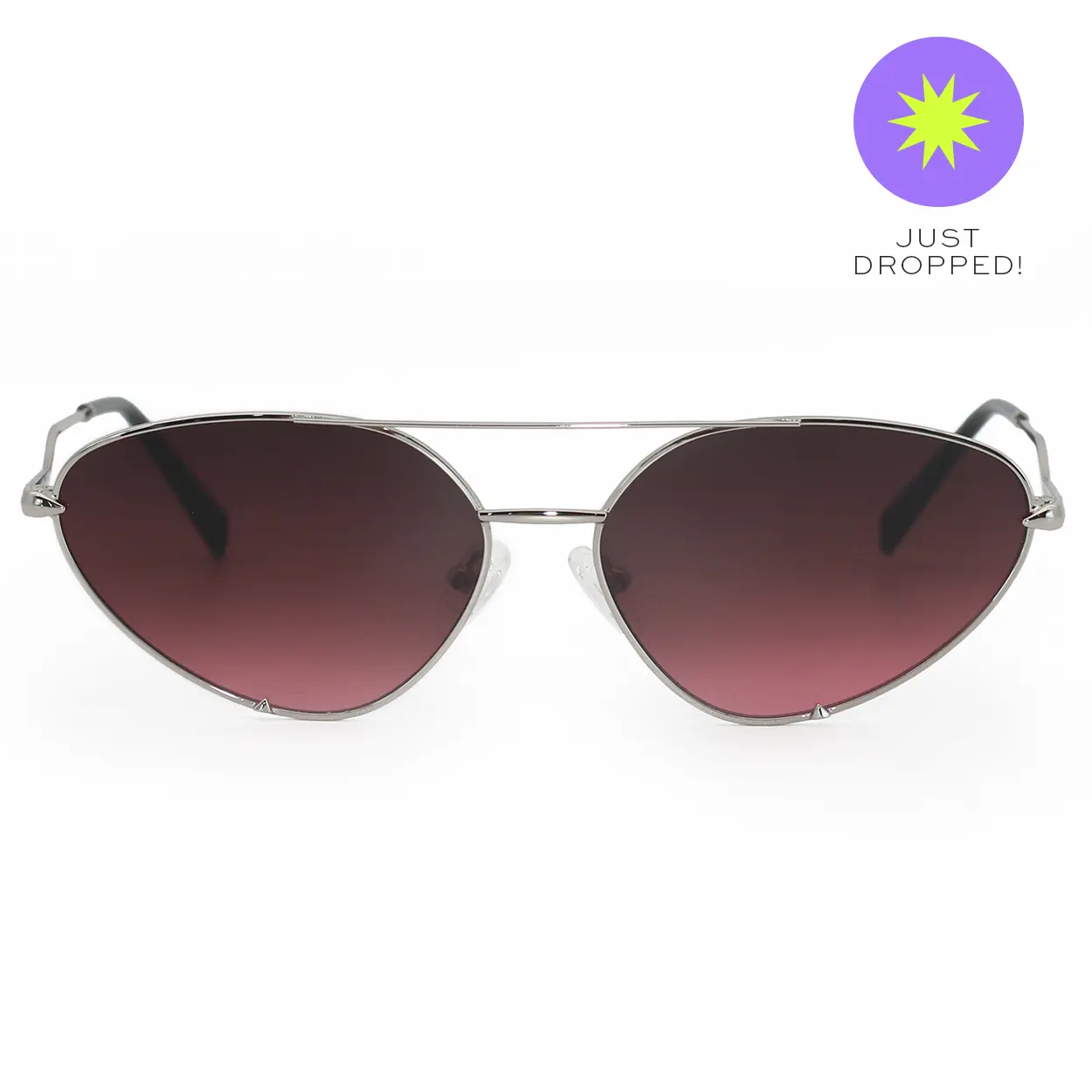 Lucky Star Retro Vintage Metal Rim Cat Eye Sunglasses - Ruby & Silver Stylish Accessories - FDA Shatter-Resistant UV400 Tinted Lenses - For Women, Men, Vintage Sunglasses, Tinted Lenses Sunglasses, Unisex