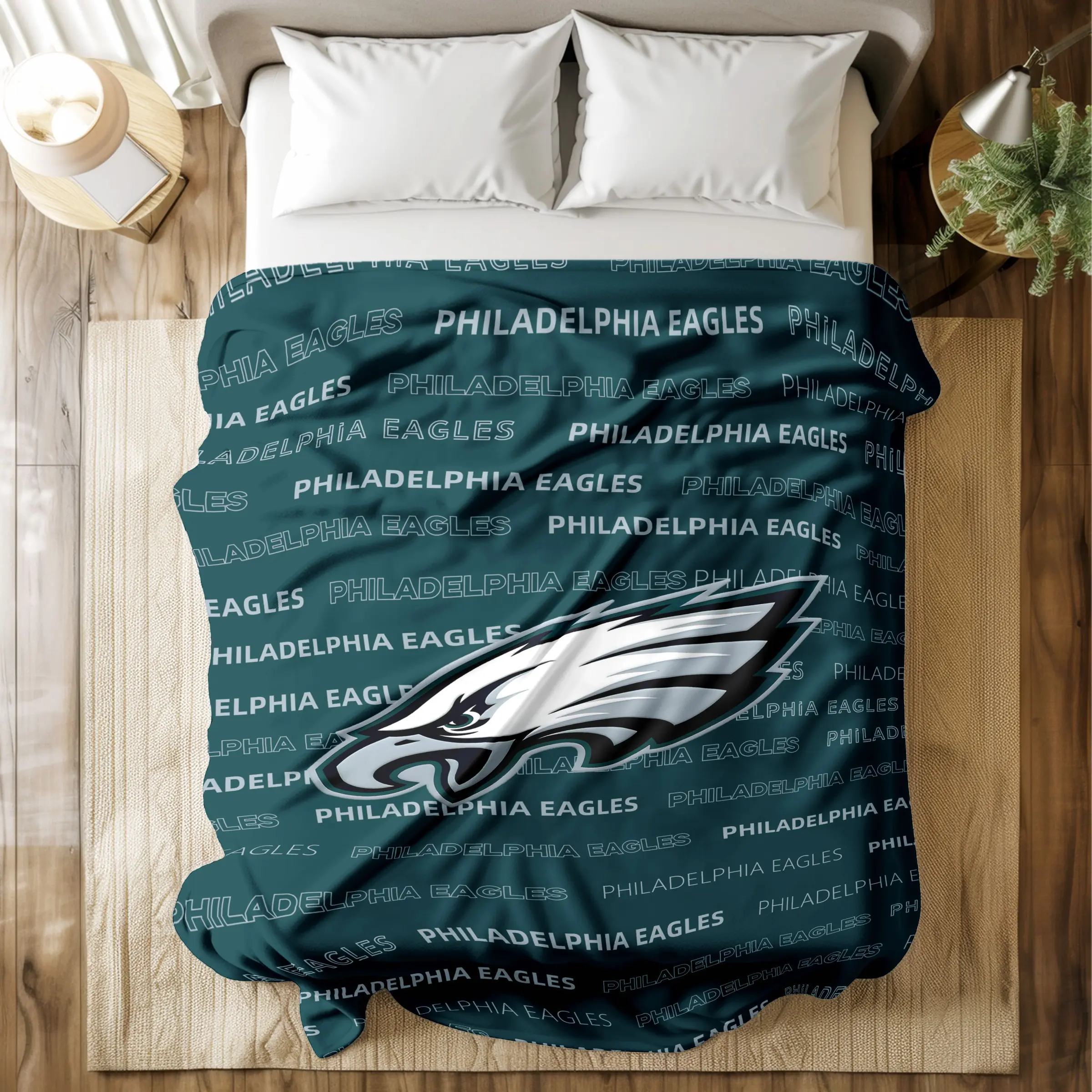 Philadelphia Eagles Logo Soft Flannel Blanket - Skin - friendly, High - grade Plush, Iconic NFL Team Prints, Double Warmth, Multi - Scenario Use (Bed/Sofa/Dormitory/Travel), Ideal Gift for Football Fans