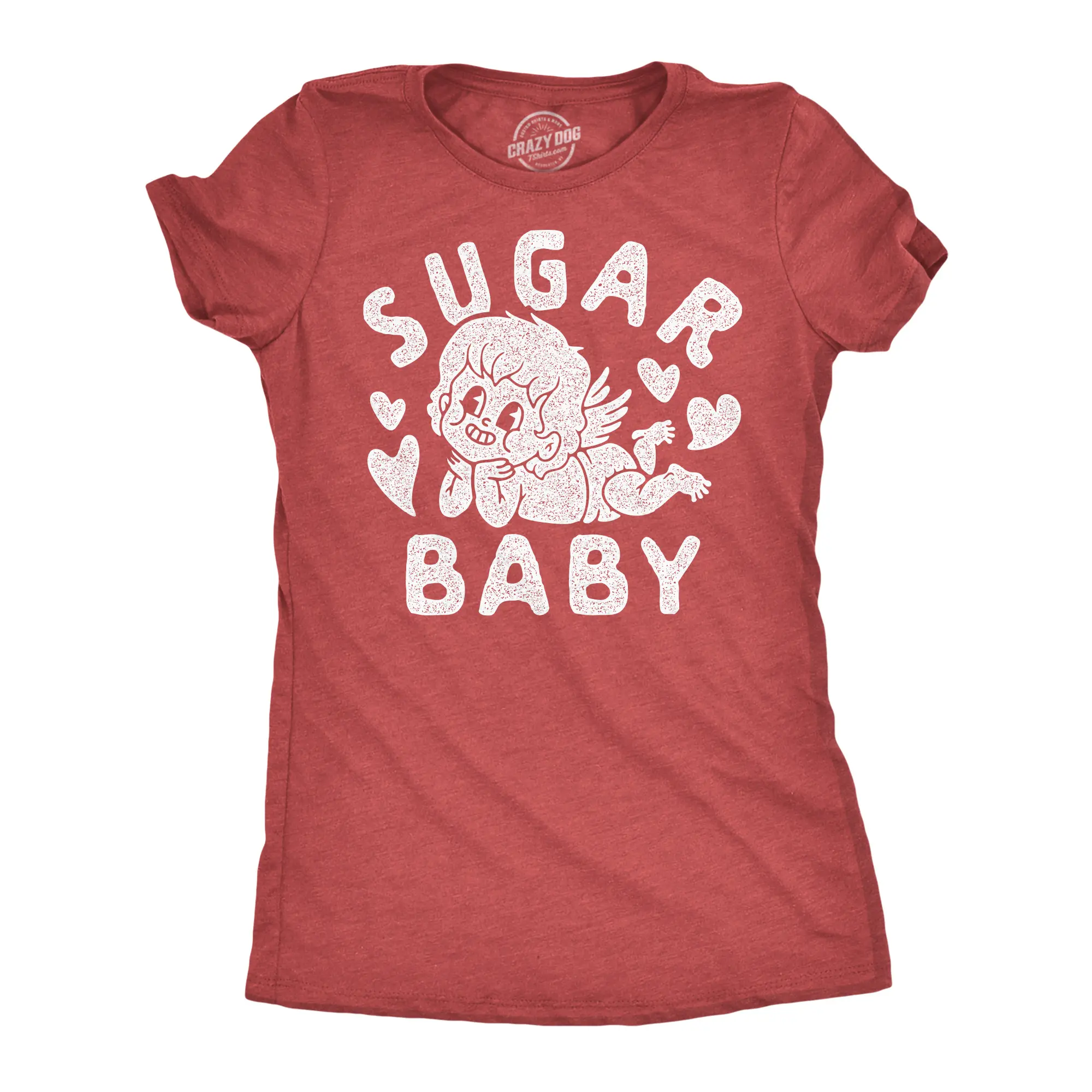 Womens Funny T Shirts Sugar Baby Valentines Day Novelty Cupid Tee for Ladies Funny Womens T Shirts Cute Vintage Fashion Casual Ladies T-Shirt Gift Love Tops for Women Funny Sarcastic Top Women's Novelty Tees Red -