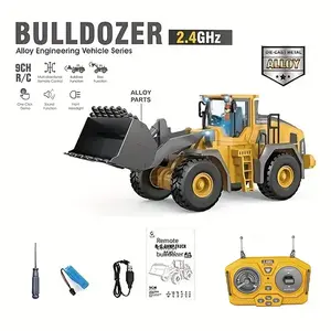 Remote Control Loader - Bulldozer Toy Truck with Hydraulic Bucket Simulation for Kids Engineering Vehicle Construction Tractor Model Collection Metal RC Minie Scavator toy  truck  fun remote control engineering vehicle