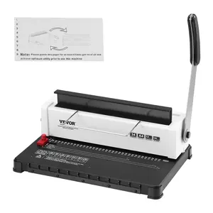 VEVOR Coil Spiral Binding Machine, Manual Book Maker 34-Holes Binding 120 Sheets, Punch Binder Adjustable 3/16" - 9/16" Coil Binding Spines, for Letter Size, A4, A5