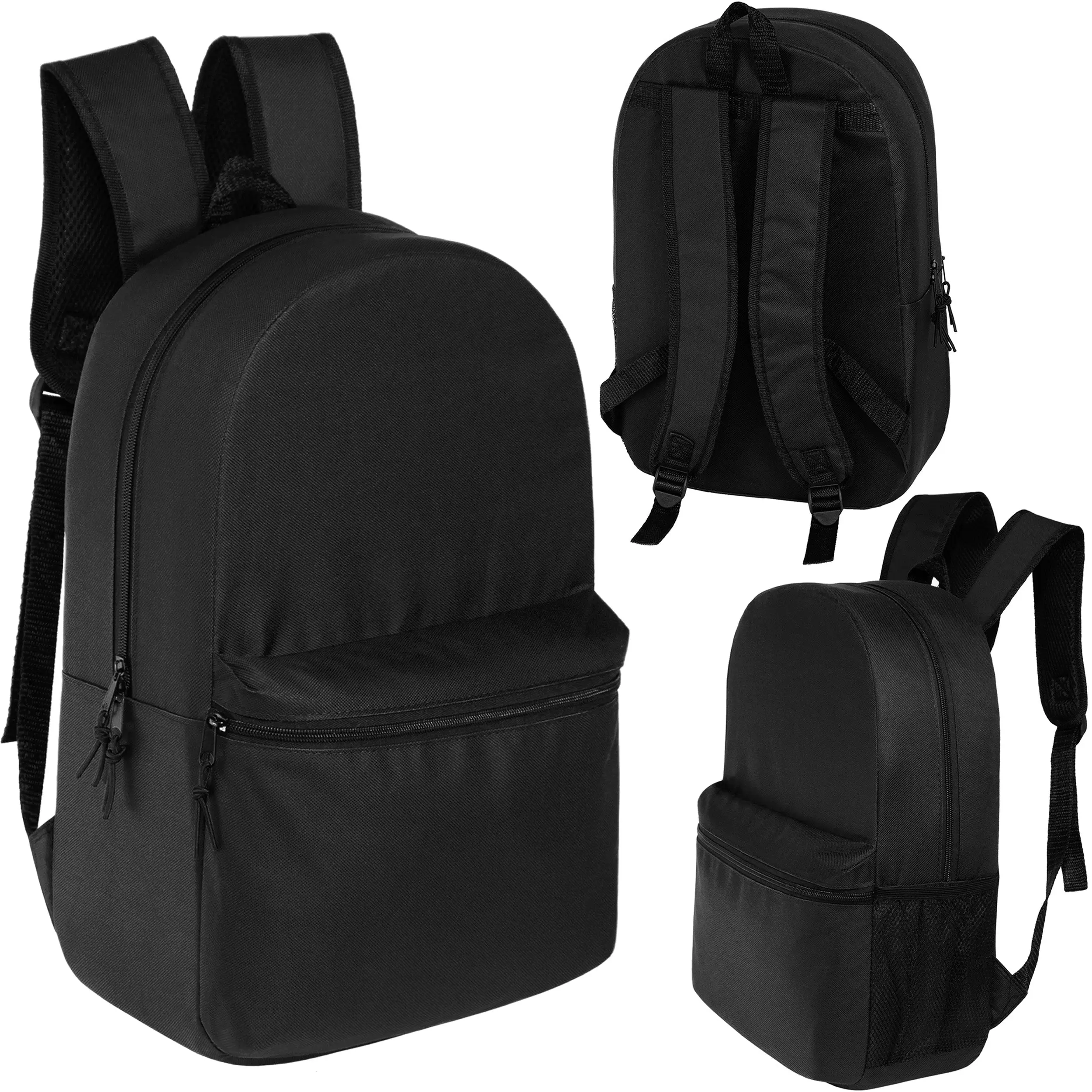 18.5" Basic Wholesale Backpack in Black - Bulk Case of 24 Bookbags