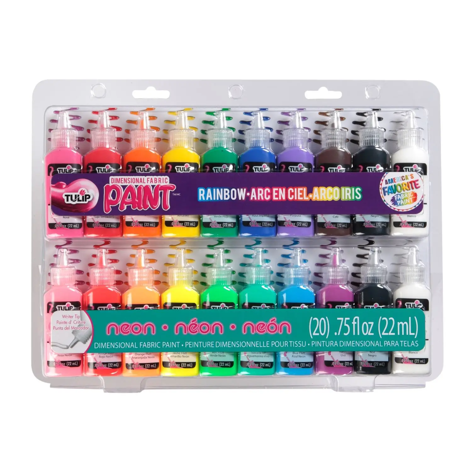 Tulip Puff Paint Rainbow & Neon, Multi-Surface Craft Paint, .75 fl oz 20 Pack