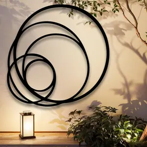 Modern Geometric Round Metal Wall Art, Hanging Wall Art, Unique Artwork, Abstract Frame Design, Iron Sculpture for Living Room & Bedroom Decor, Perfect Christmas Decoration