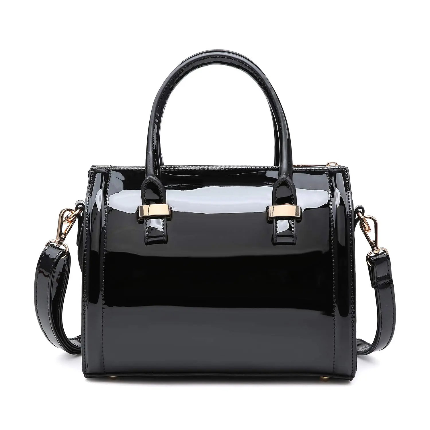 Shiny Patent Faux Leather affordable fall designer Handbags simply tote Barrel Top Handle Purse Satchel Bag Shoulder Bag for Women 2026 shoulder purse outdoorfun