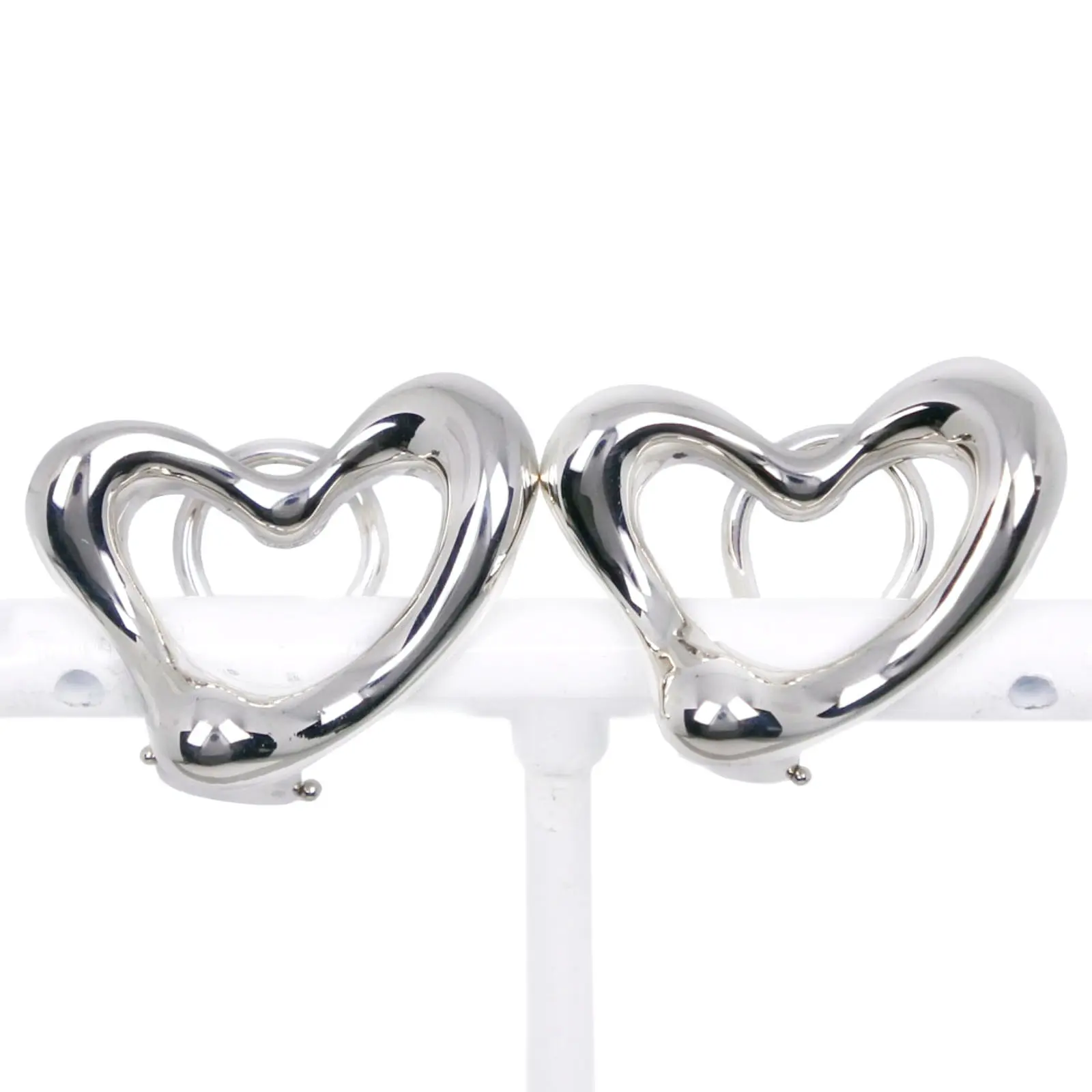 Pre-owned Tiffany & Co. Sterling Silver 925 (Ag925) Small Leather Goods Open Heart Silver925 Earrings