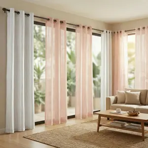 Summer Vibes, 34x84 Inch 6pcs Blackout and Sheer Combine Curtains for Living Room Bedroom Linen Silver Hot Stamping Blackout Curtains, Grommet Luxury Black Out Curtains for Windows Apartment RT01 FT2503