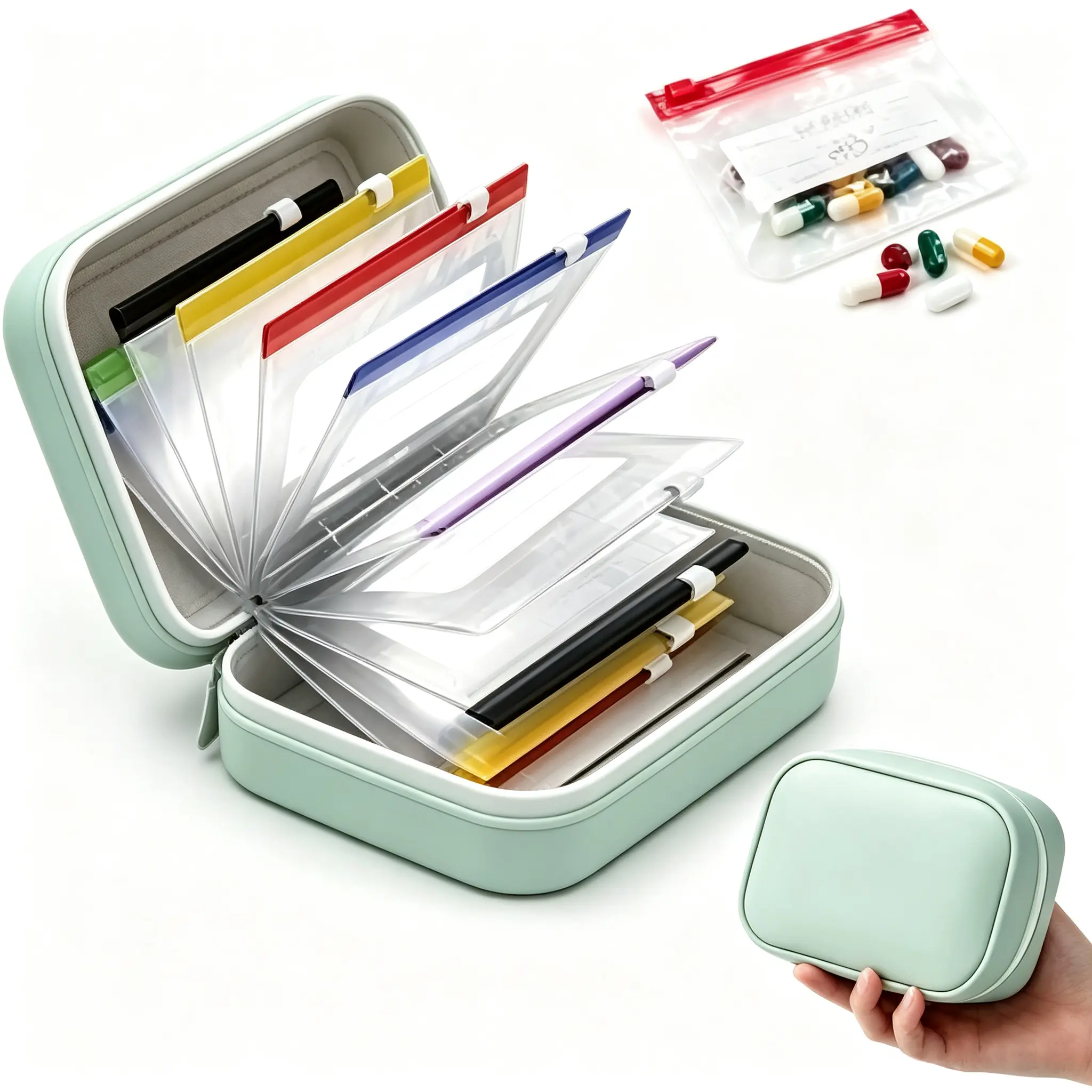 Unisex A8 Waterproof Weekly Pill Organizer Set - 14 Large Color-Coded Reusable Zippered Pouches for Fish Oils, Vitamins, Travel | Home & Party Gift Supplies