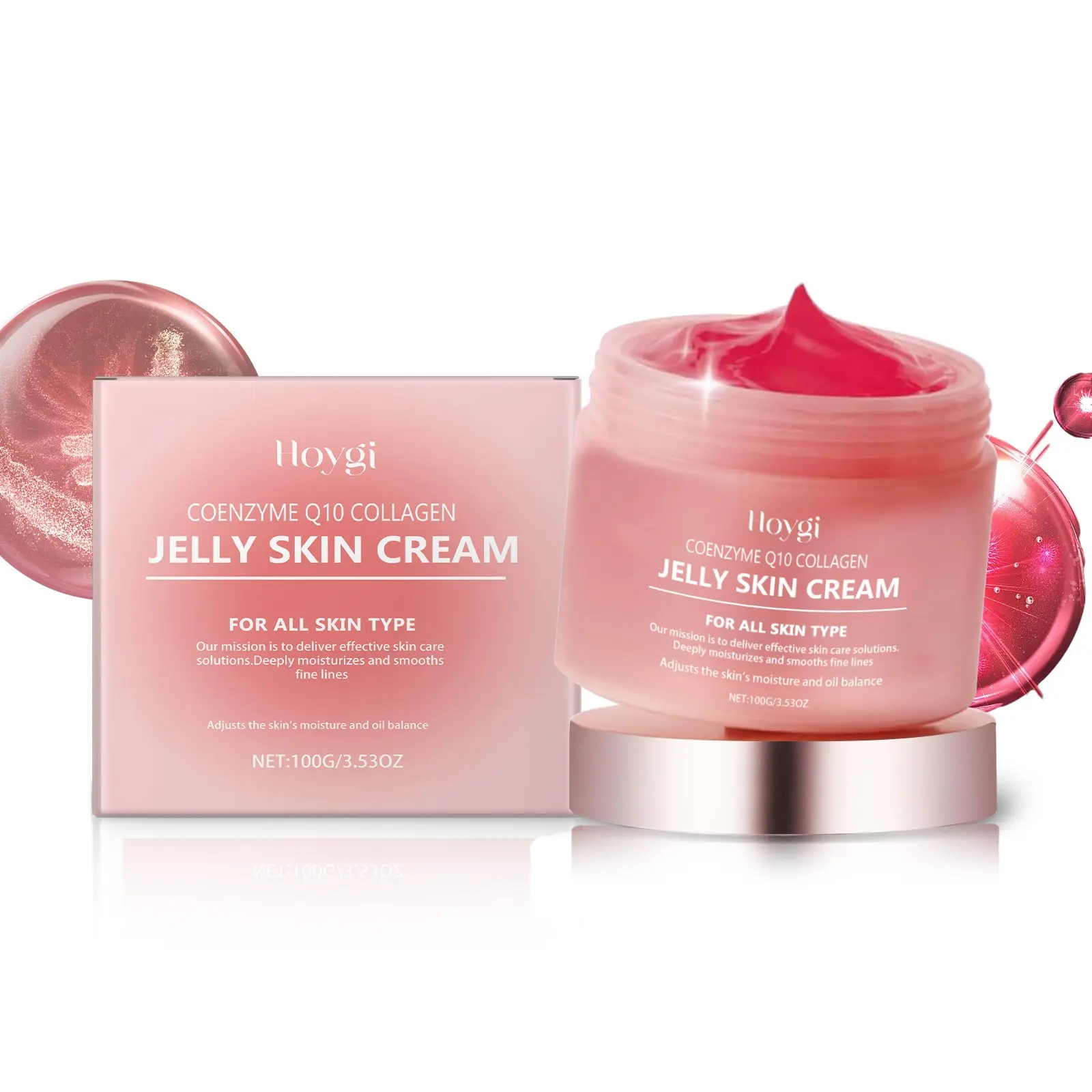 Non-Greasy Collagen Jelly Gel Cream with Hyaluronic Acid and Niacinamide, Collagen Moisturizer, 72-Hour Deep Hydration, Firming & Enlivening, Smooth Texture, All Skin Types, Hydrating Facial Skincare