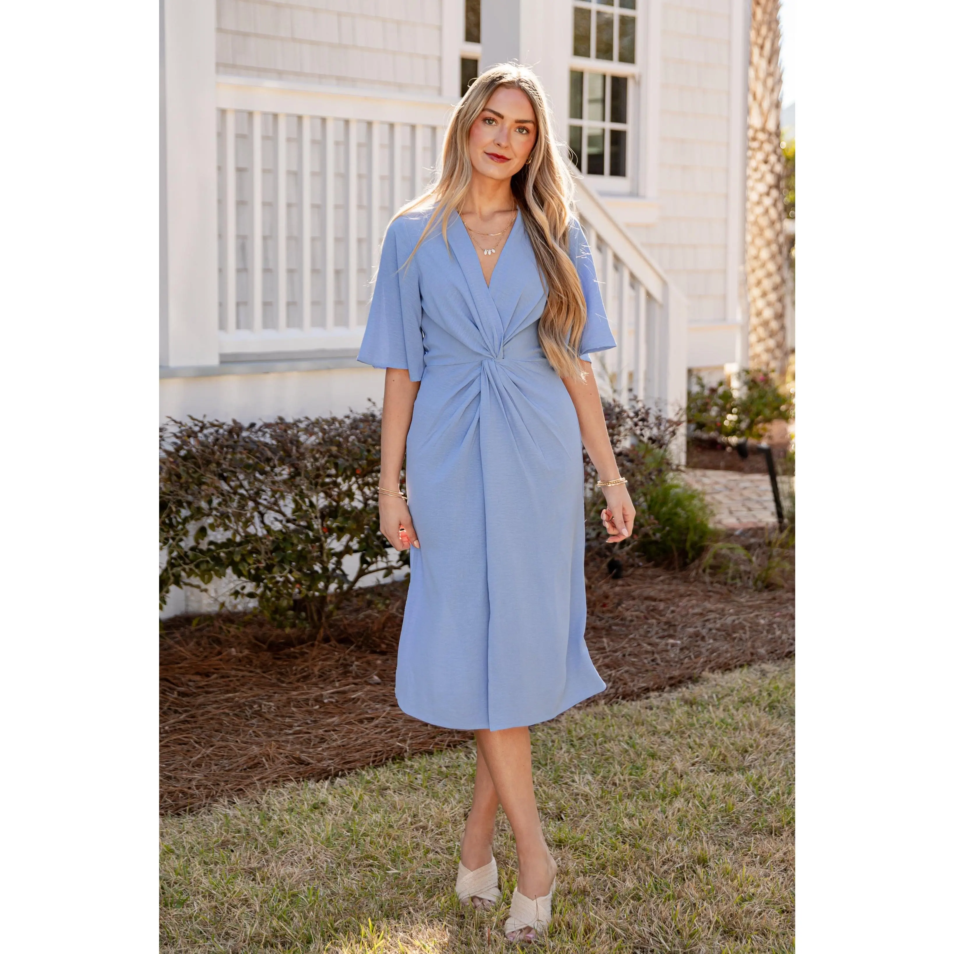 FINAL SALE - Periwinkle Poise Blue Midi Dress