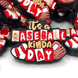 1pc It's a Baseball Kind of Day PVC Focal Beads - Baseball Moms Craft Supplies DIY Beaded Keychains