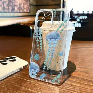 Jellyfish Pattern Transparent All-Inclusive Anti-Fall Mobile Phone Case Suitable for Apple 16PROMAX/15PLUS/15PRO/1741/14PROMAX/14PLUS/14PRO/14/13PROMAX/13PRO/13/12PROMAX/12PRO/12 11PROMAX/11PRO/11/XSMAX/XR/XS/78PLUS/