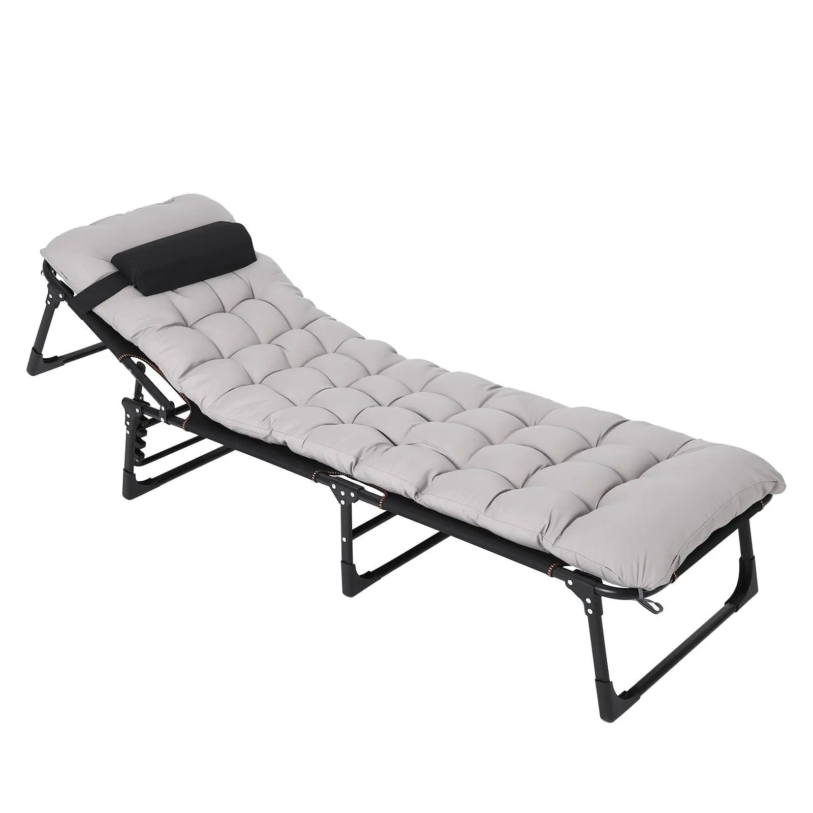 66.9 Inch Tri‑Fold Camping Cot for Adults, Folding Sleeping Bed with 3CM Cotton Pad & Pillow, 900 Lbs Heavy‑Duty 8‑Leg Iron Frame 1200D Oxford Portable Guest Cot for Camping RV Indoor Outdoor